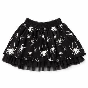 WIDOW Black Widow Spider Print Skater Skirt Goth Tulle Women’s M